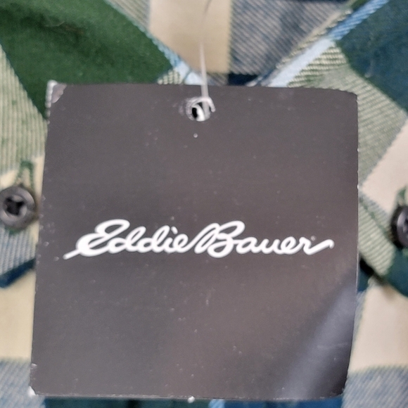 Eddie Bauer Peacock Blue Green Plaid Field Flannel Button Down Shirt Sz XXL NEW - Picture 9 of 10